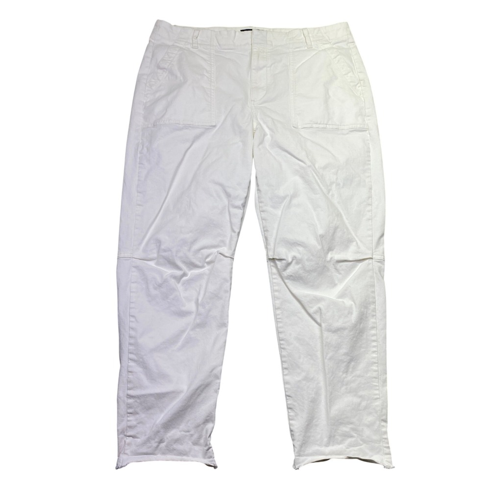 Banana Republic Girlfriend‎ Authentic Chino Pants White Raw Hem Utility Size 14